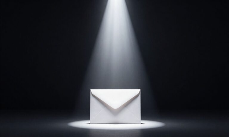 Dramatic Spotlight On White Envelope